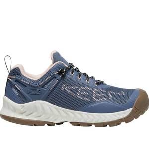 NEW KEEN women's nxis evo wp hiking shoes in vintage indigo/peachy keen